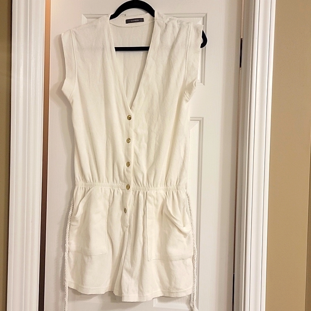 Liz Claiborne white terrycloth romper coverup